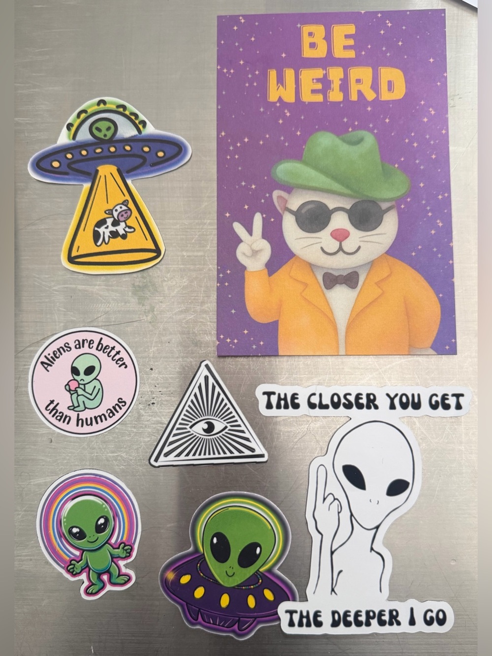 Alien Stickers & 'Be Weird' mini art Journal Bundle